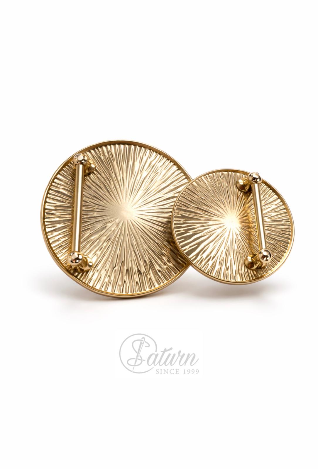 mercerie saturn Catarama metalica aurie rotunda 9,5 cm model decorativ pentru curele, rochii si accesorii