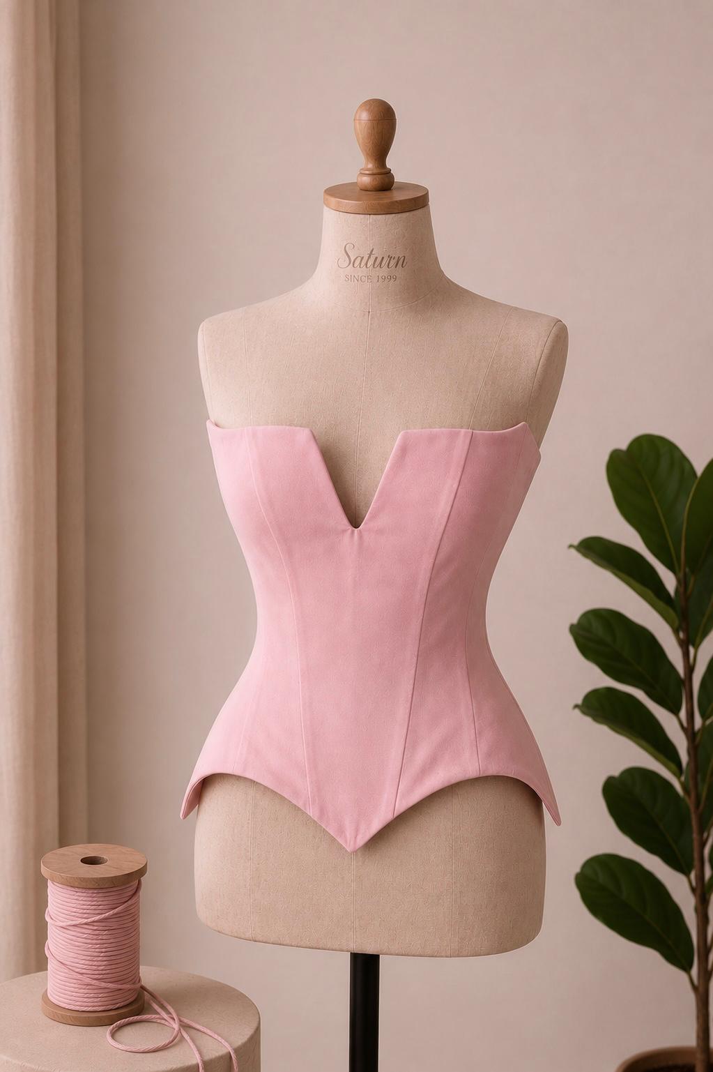 Corset dama M14 din tafta eleganta cu decolteu în V