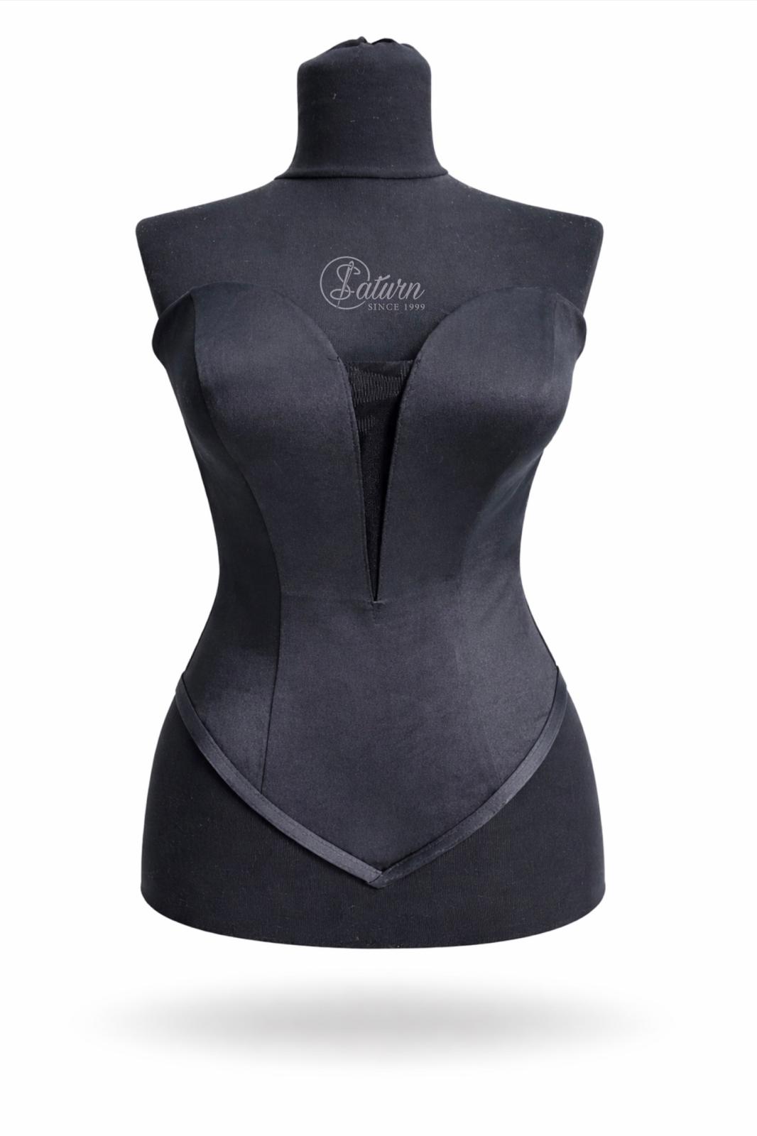 Corset dama din tafta elegant, tip sweetheart  M16 cu decolteu adanc in V mercerie saturn 