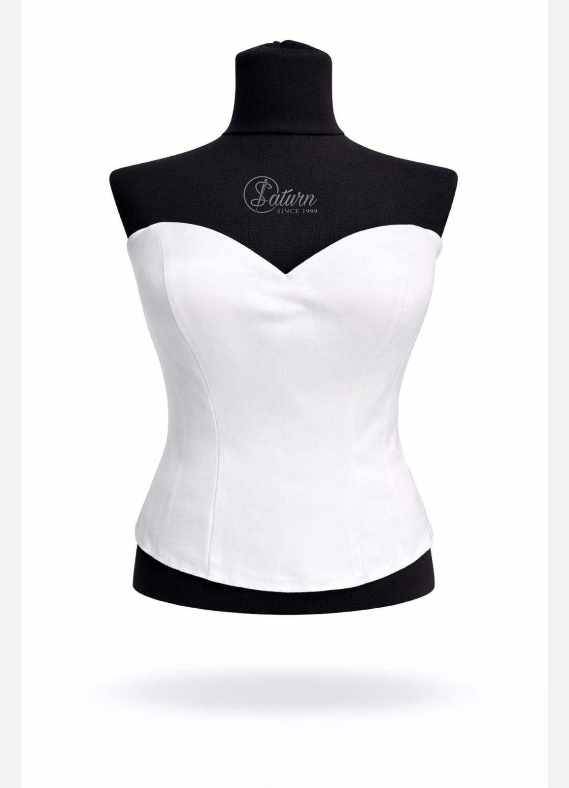 Corset din Tafta Elegant, Alb si Negru – M17 Sweetheart fara Bretele mercerie saturn 