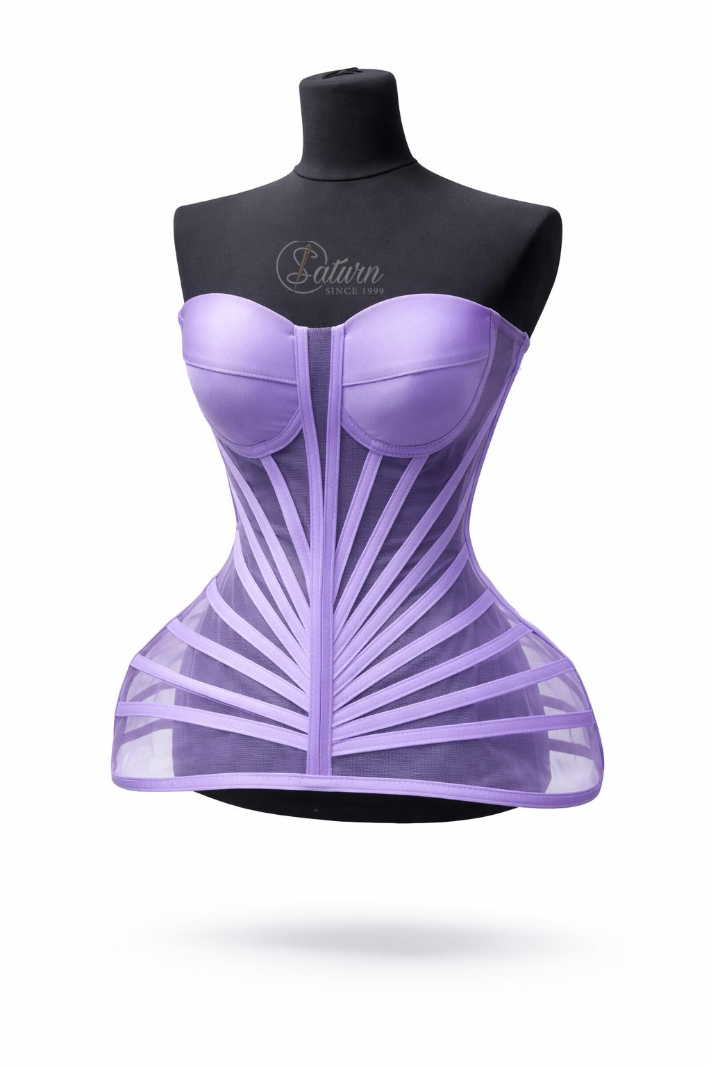 Corset modelator cu cupe si tulle transparent – corset elegant pentru rochii si tinute speciale M19