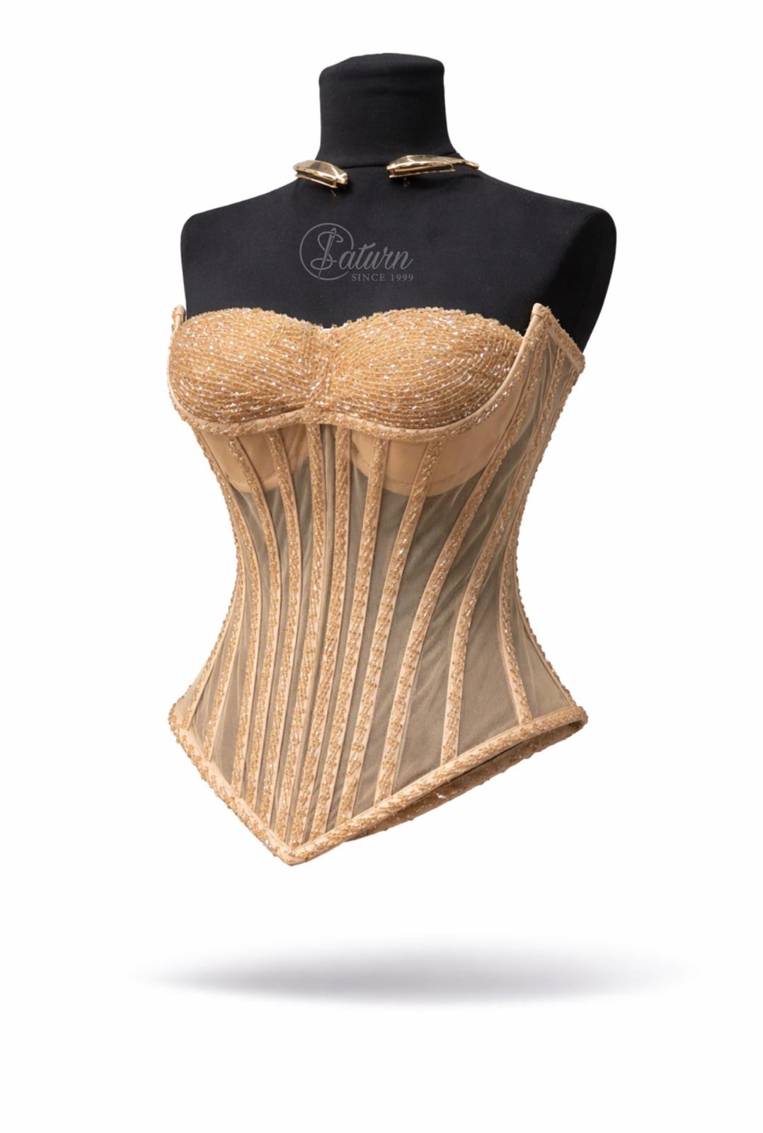 Corset modelator din tull cu pietre in V / M26 