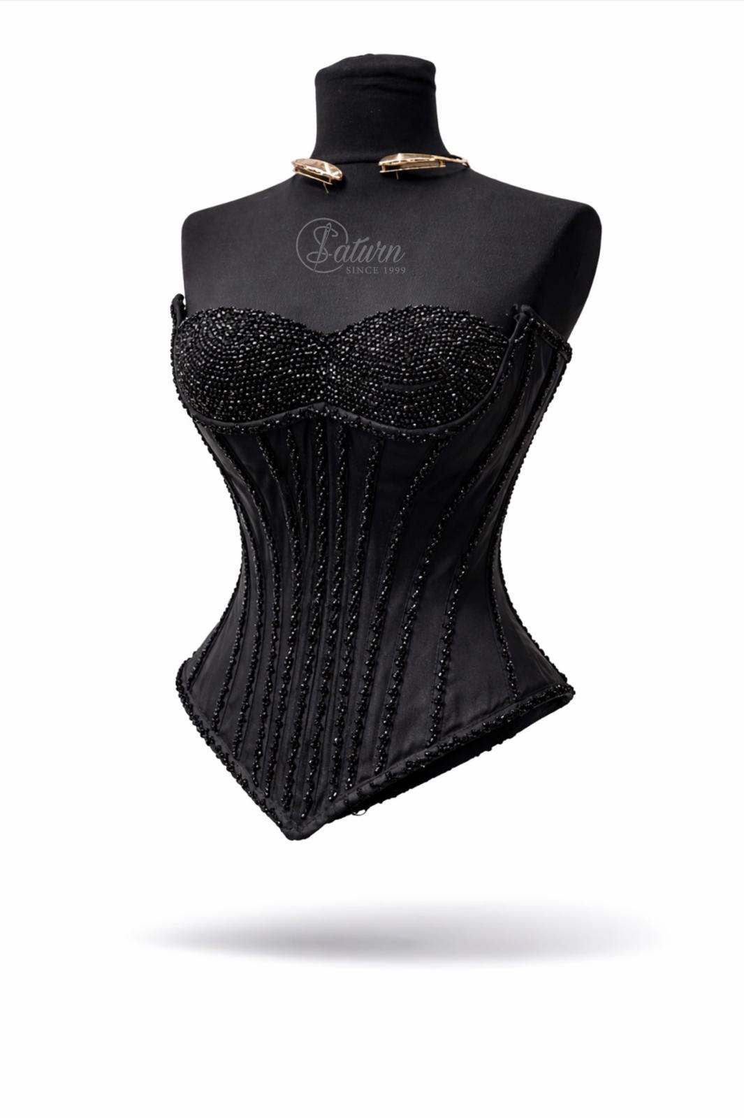 Corset modelator din tull cu pietre in V / M26