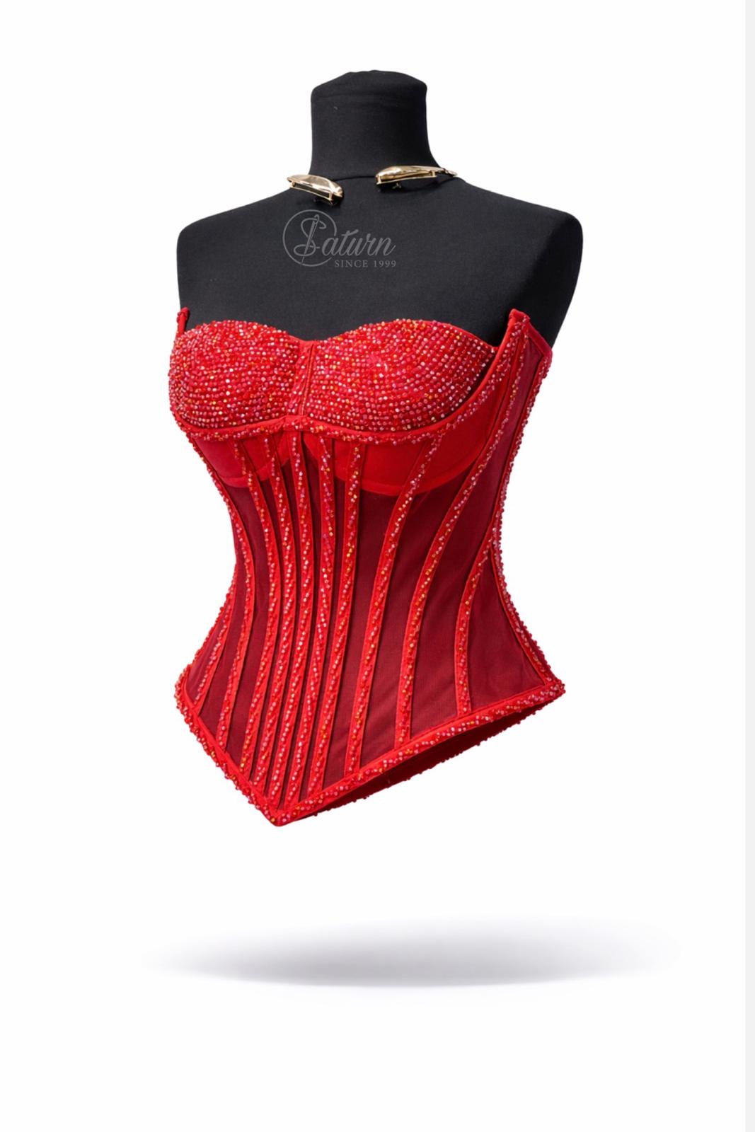 Corset modelator din tull cu pietre in V / M26