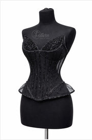 Corset modelator  din tull cu pietre negre – Model M12