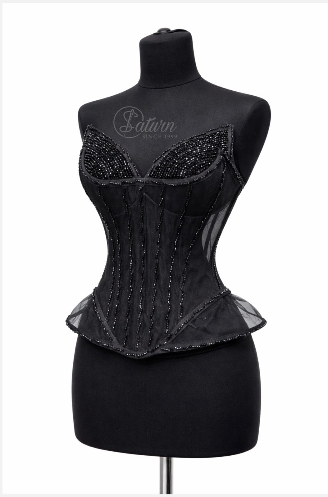 Corset modelator  din tull cu pietre negre – Model M12