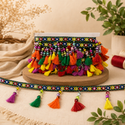 Banda cu Ciucuri si Margele Multicolore, 7,5 cm, Model AT 127
