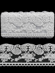 Dantelă brodată cu model floral și ornamental, 8 cm – Model #0205 , 10 yard (9,14 metri\Rola