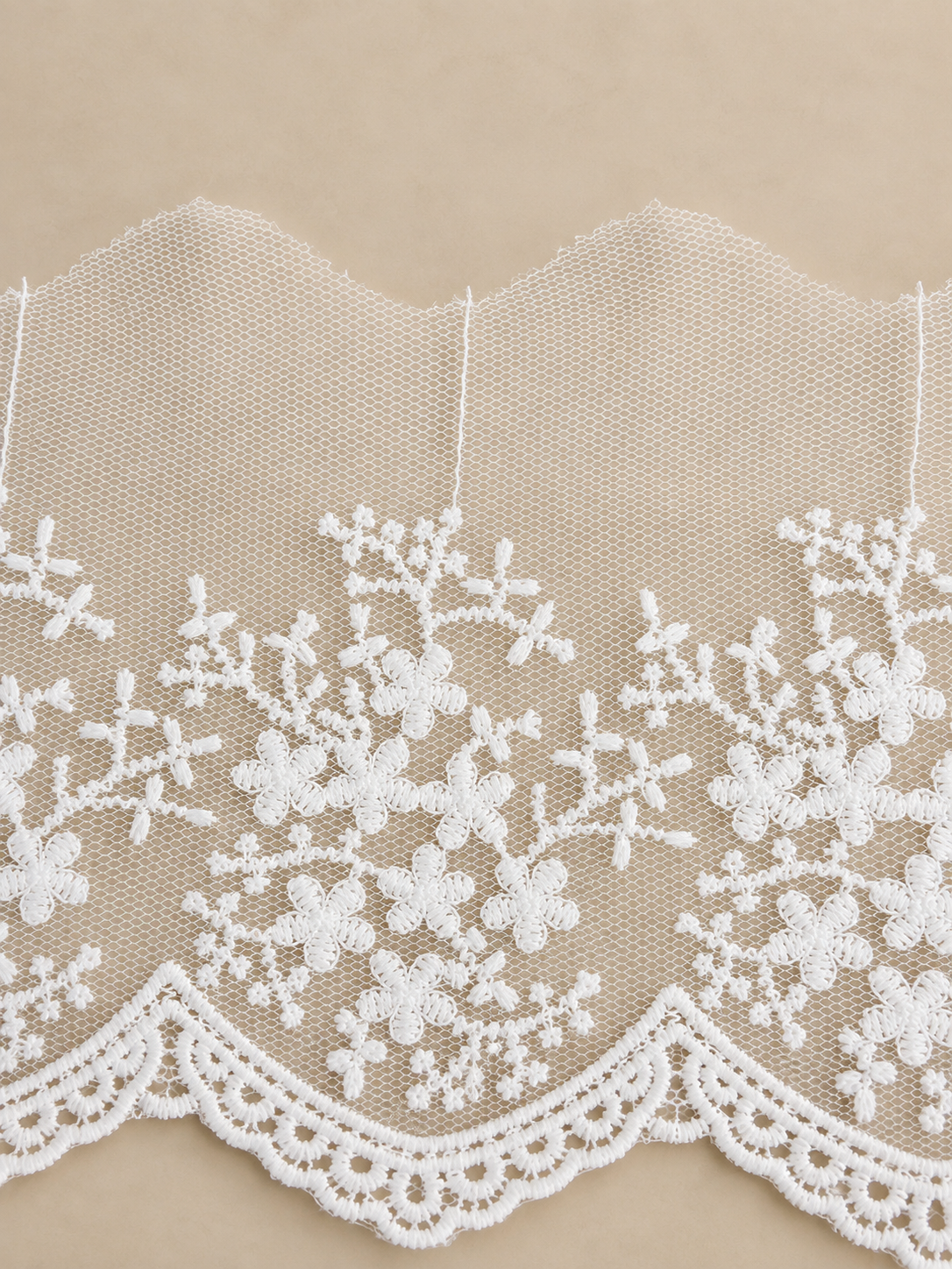 Dantela Brodata Pe Tulle Cu Flori Mici, 10cm,10 Yards Rola (9 Metri/Rola) Model #0101