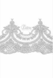Dantela Brodata Argintie – latime 20 cm, Ideală pentru perdele sau  aplicații vestimentare/la metru mercerie saturn dantela brodata 