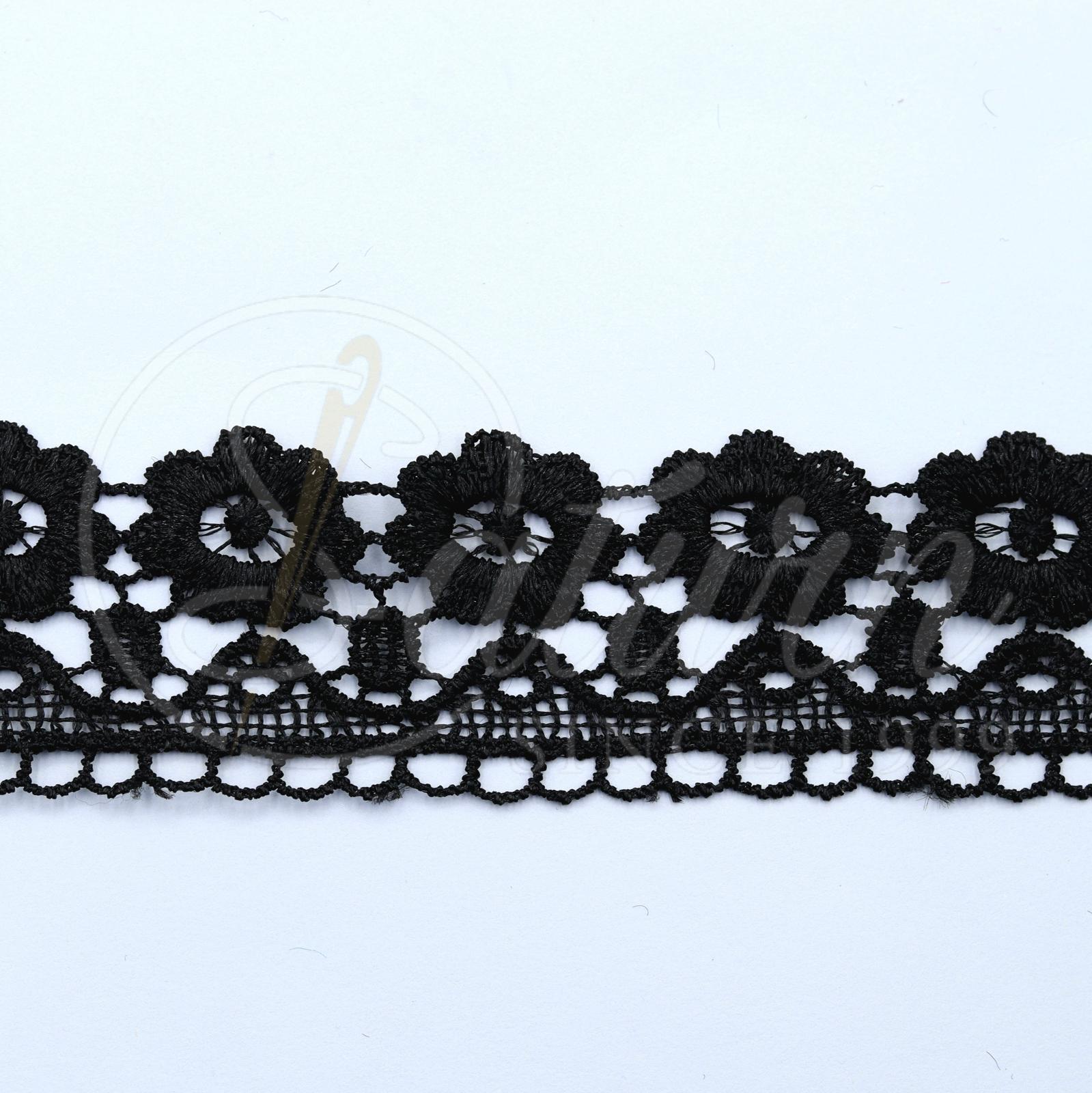 Dantela Gabir din Poliester 4 cm – Model 4478-23 – 9,1 m/Card (10 Yards) mercerie saturn  neagra