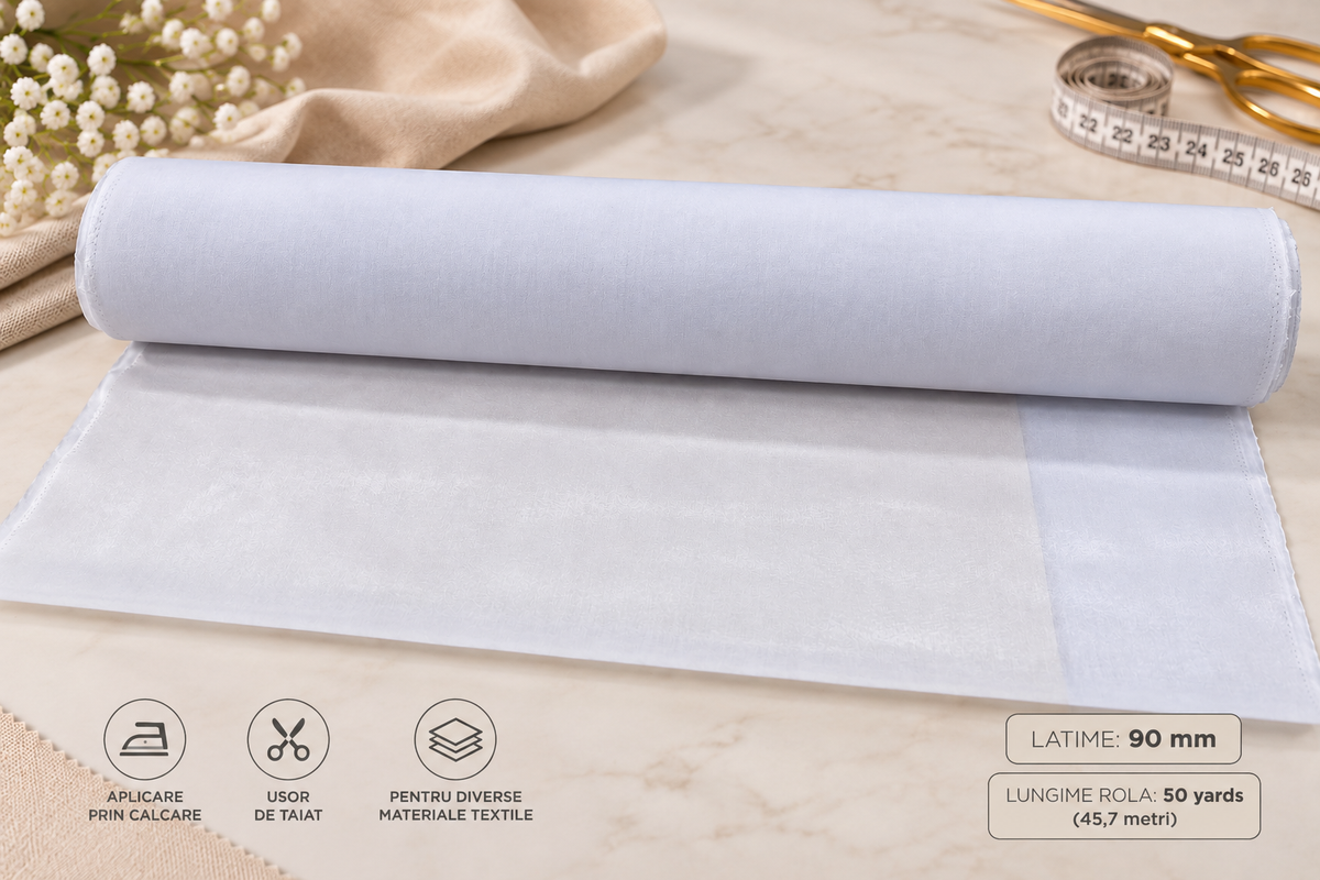 Termocolant/Insertie Alb Pentru Genti,Corsete ,Canafas Latime 90 Cm, 112 Cm.-50 Yards/Rola (45,7Metri\Rola) Model-8505HF
