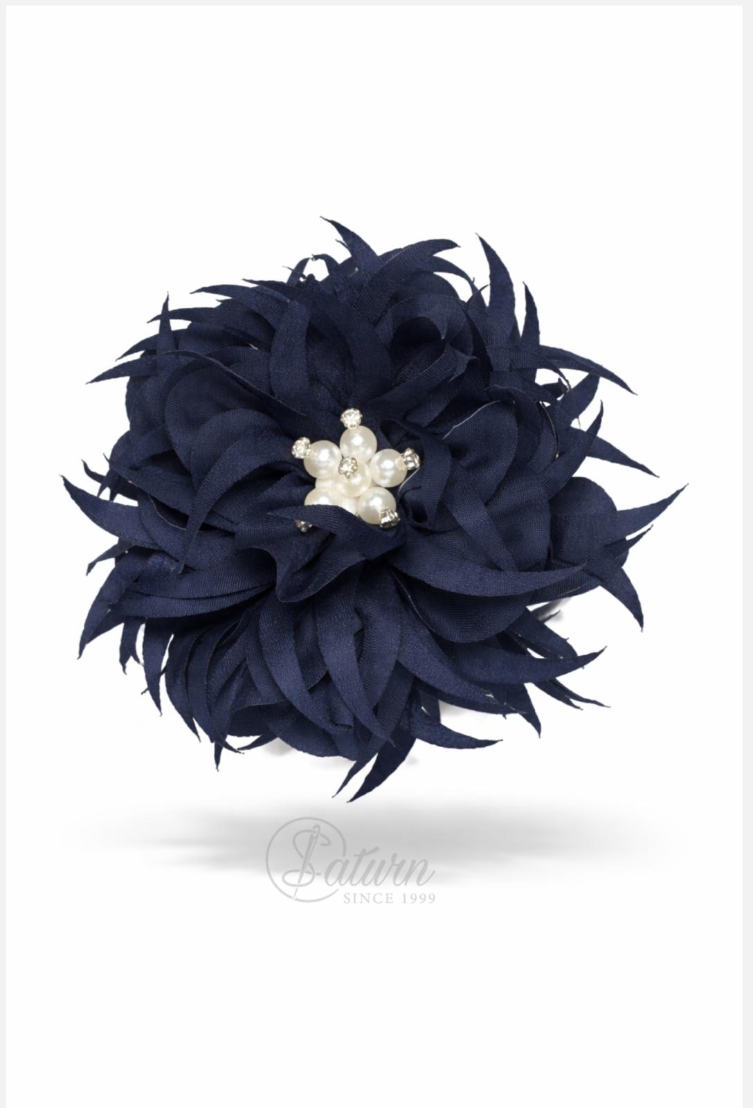 Floare Decorativa 3D Cu Perle/10cm mercerie saturn  bleumarin 
