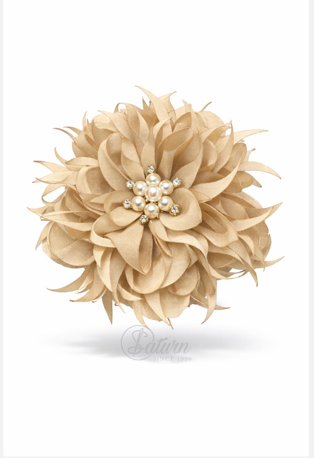 Floare Decorativa 3D Cu Perle/10cm mercerie saturn  crem 