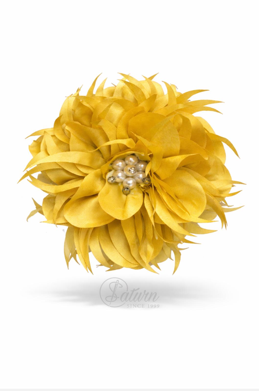 Floare Decorativa 3D Cu Perle/10cm mercerie saturn  galben 