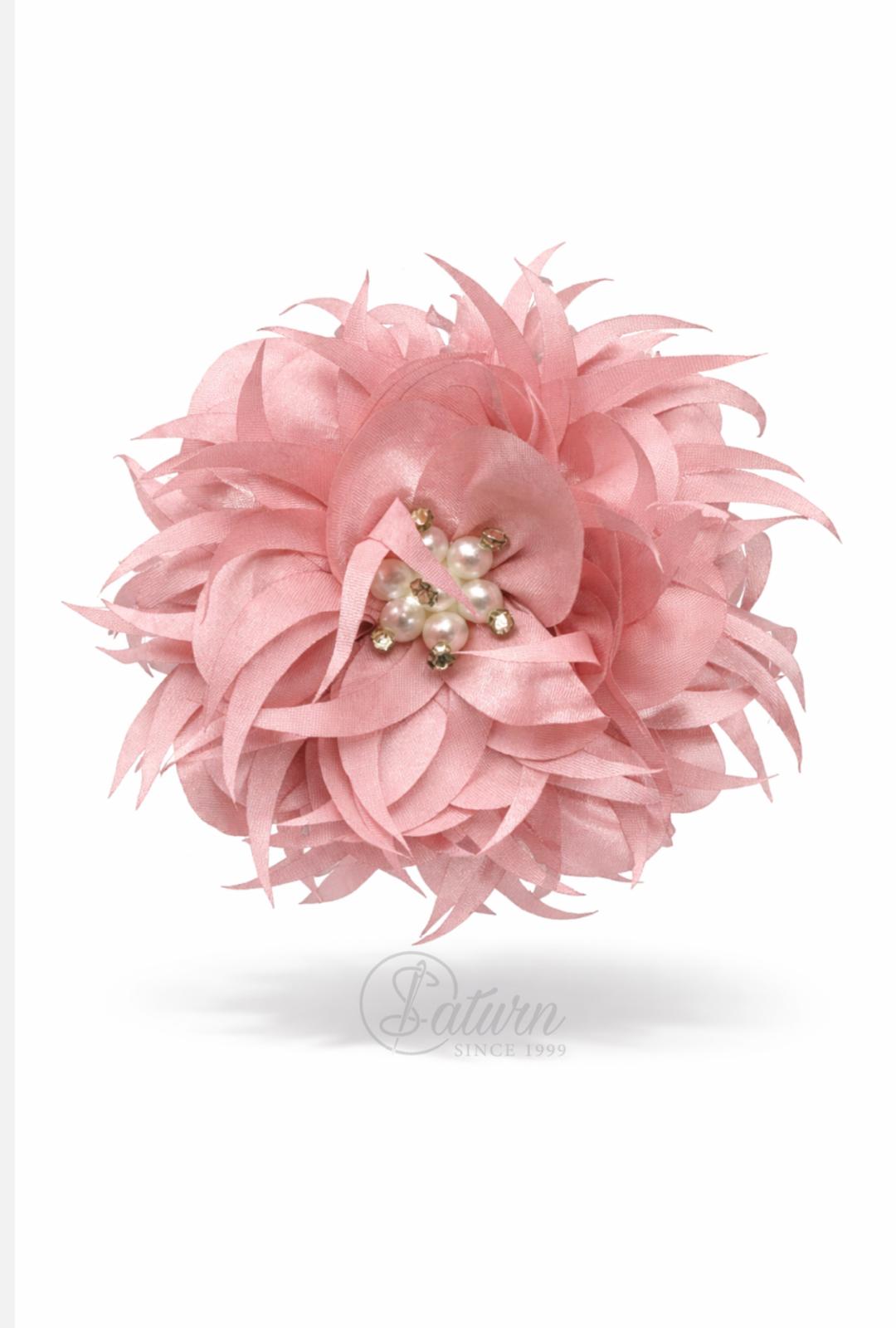 Floare Decorativa 3D Cu Perle/10cm mercerie saturn  roz 