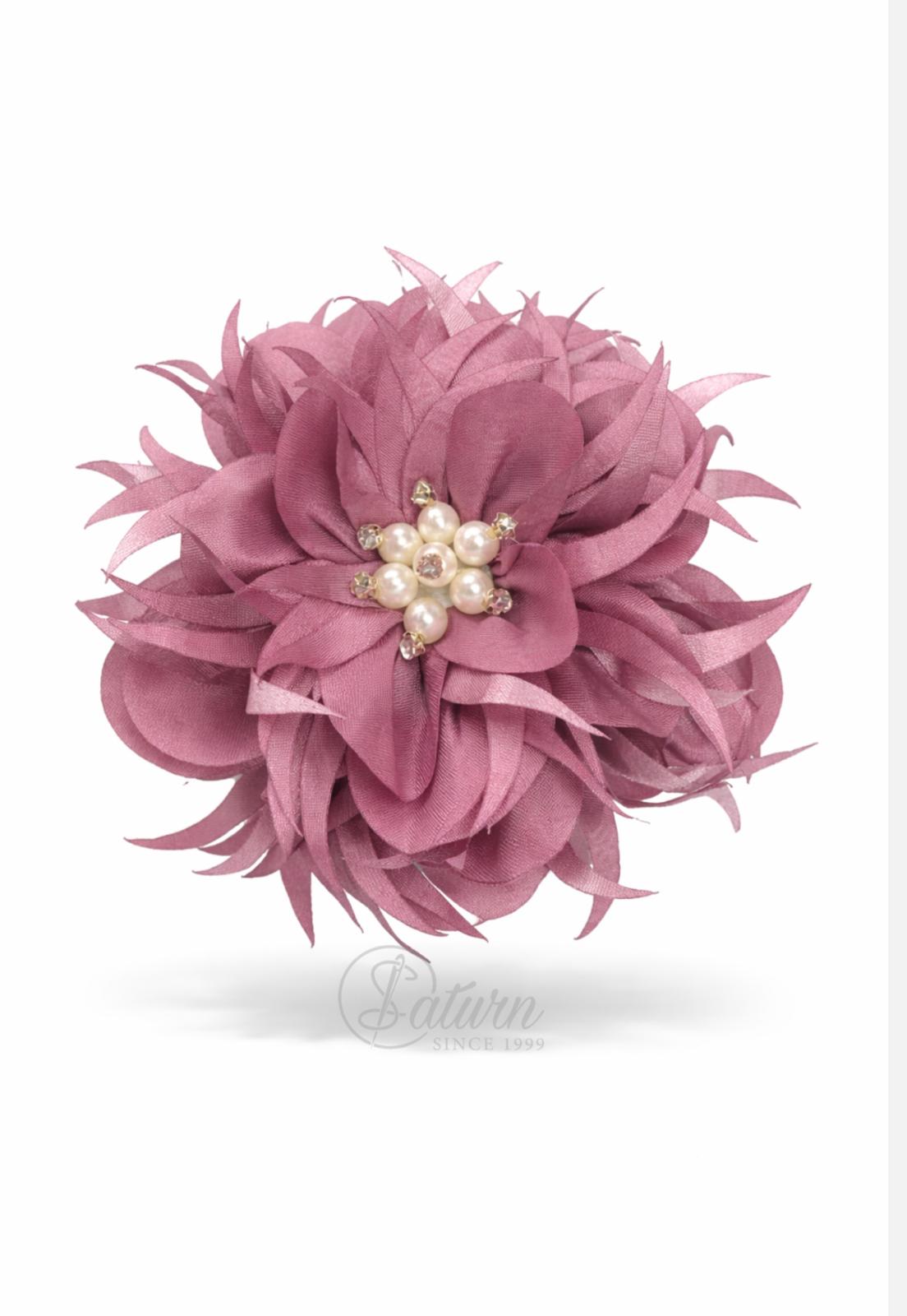 Floare Decorativa 3D Cu Perle/10cm mercerie saturn  roz pudra 