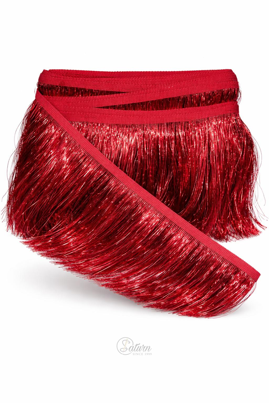 Franjuri lame stralucitori 20 cm – pentru rochii de dans si costume scenice rosu mercerie saturn 
