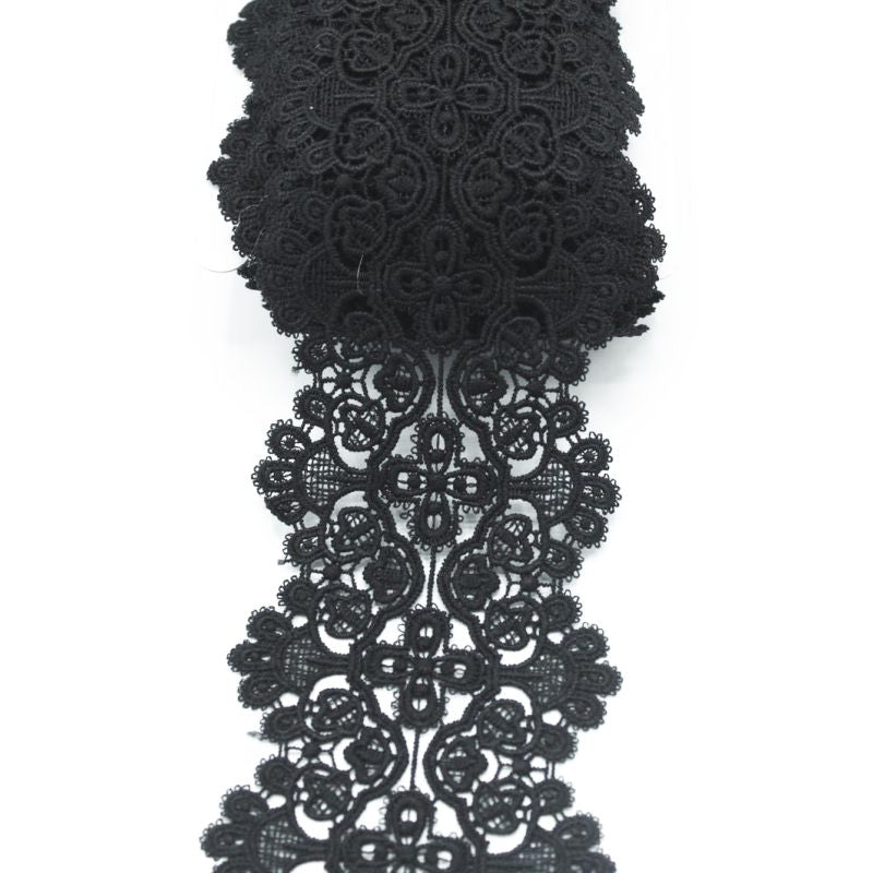 Dantela neagra brodata latime 9 cm, H4532-28