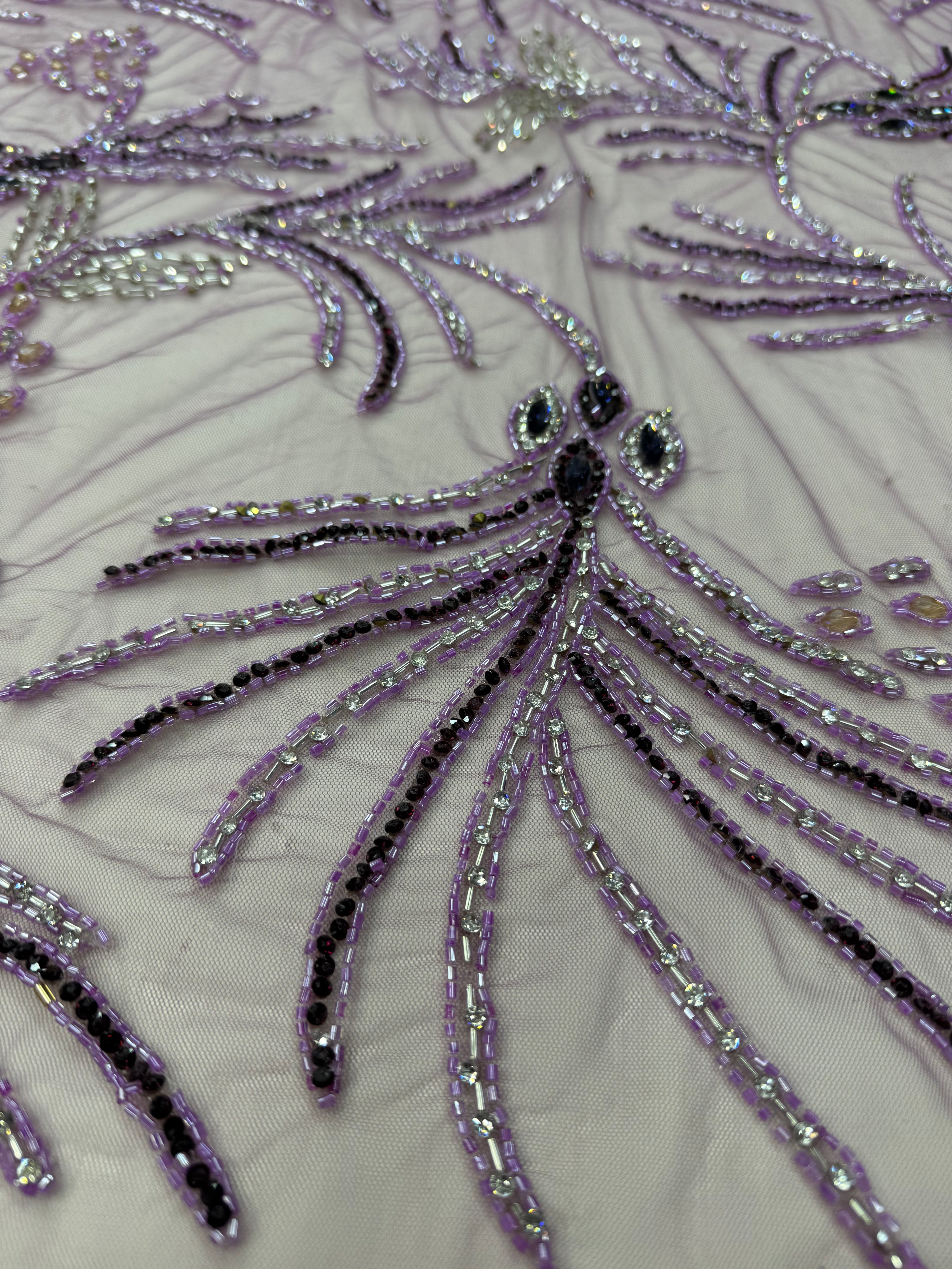Broderie Lila Luxury cu Cristale si Margele pe Tul Premium AL656