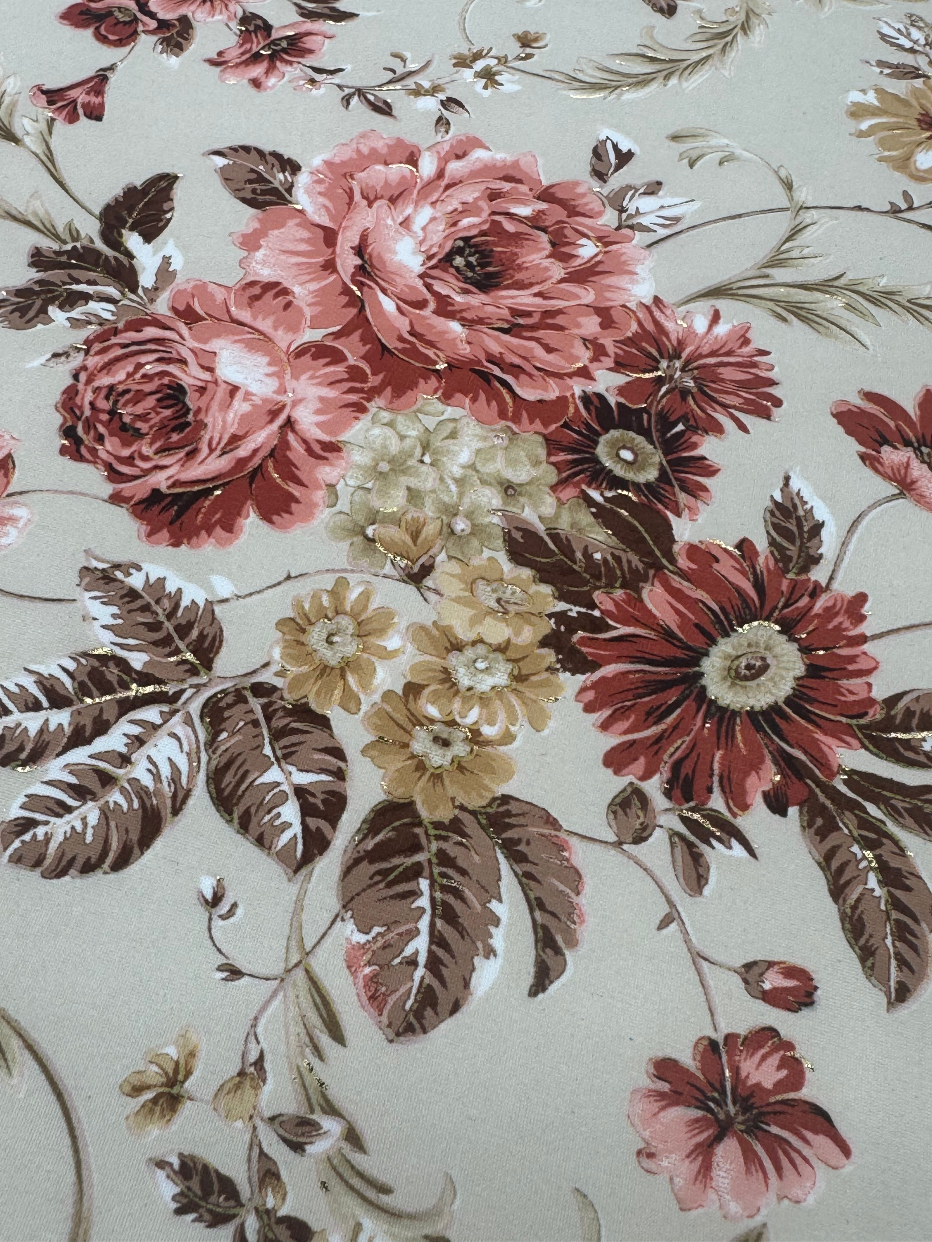 Lycra Elastica Imprimata Floral Vintage –M1  Latime 140 cm,  la Metru