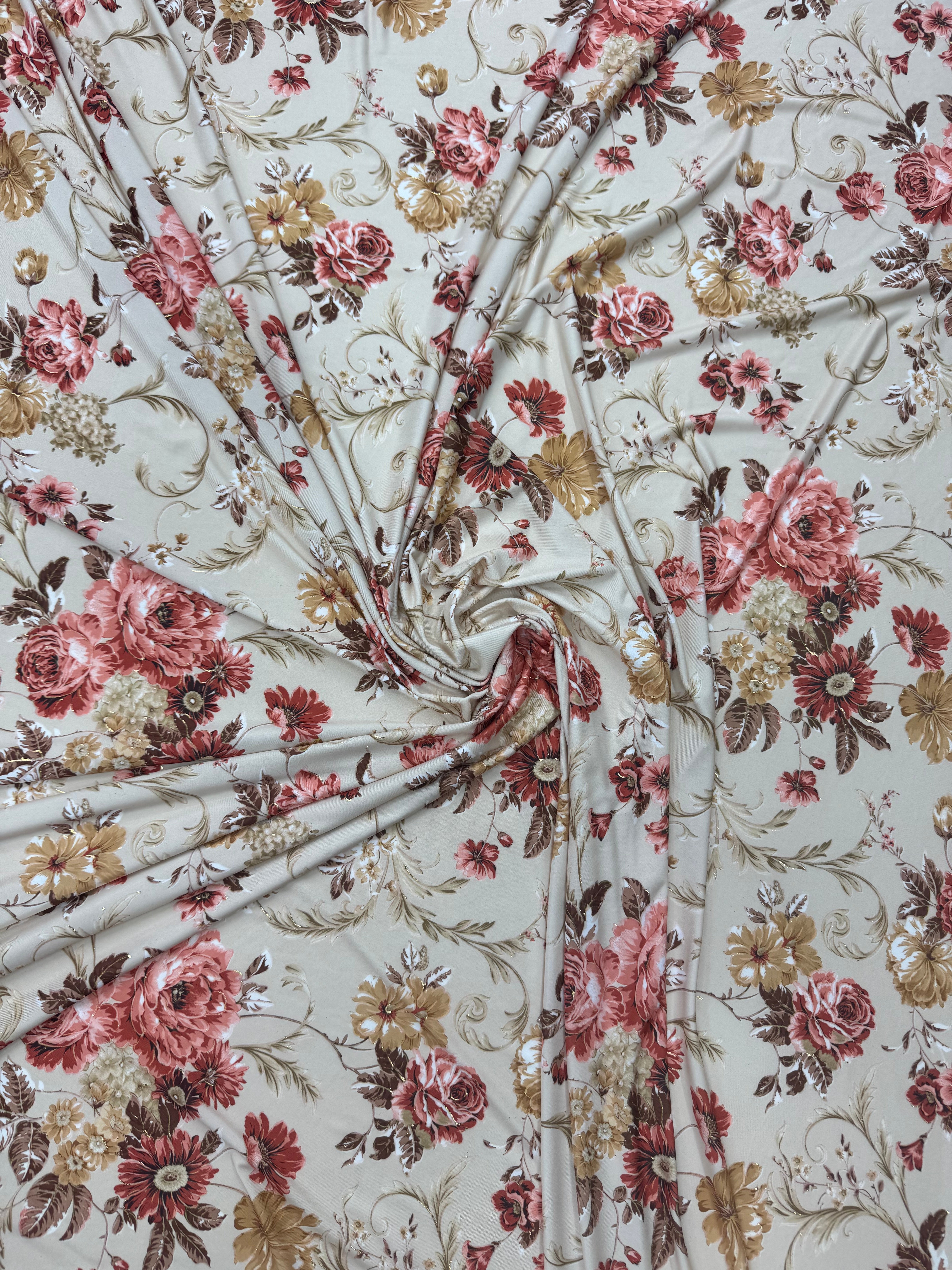Lycra Elastica Imprimata Floral Vintage –M1  Latime 140 cm,  la Metru