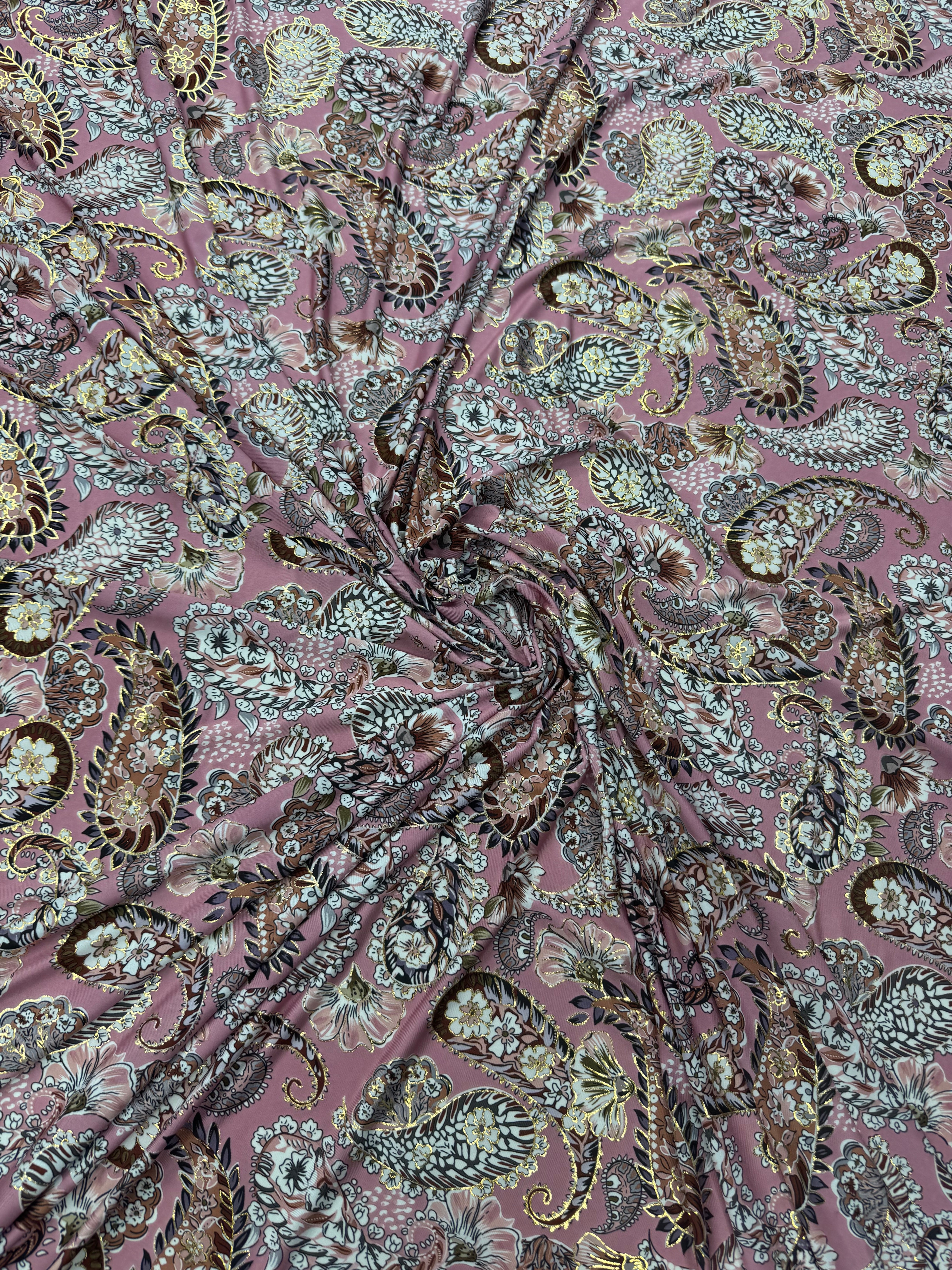 Lycra Elastica Imprimata Paisley /M3– Material Textil 140 cm Latime, Vanzare la Metru