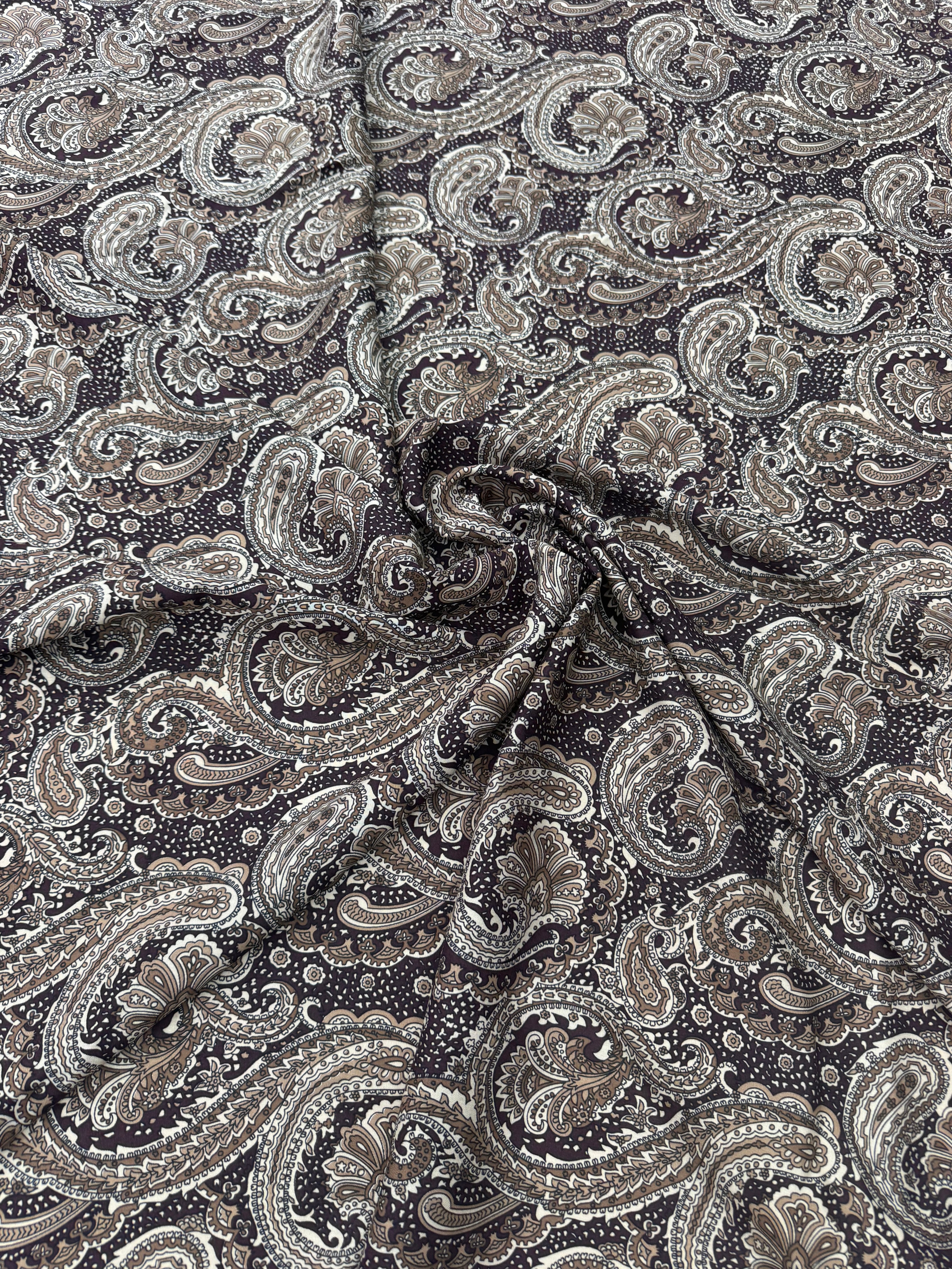 Material Vascoza Premium cu Imprimeu Paisley Albastru