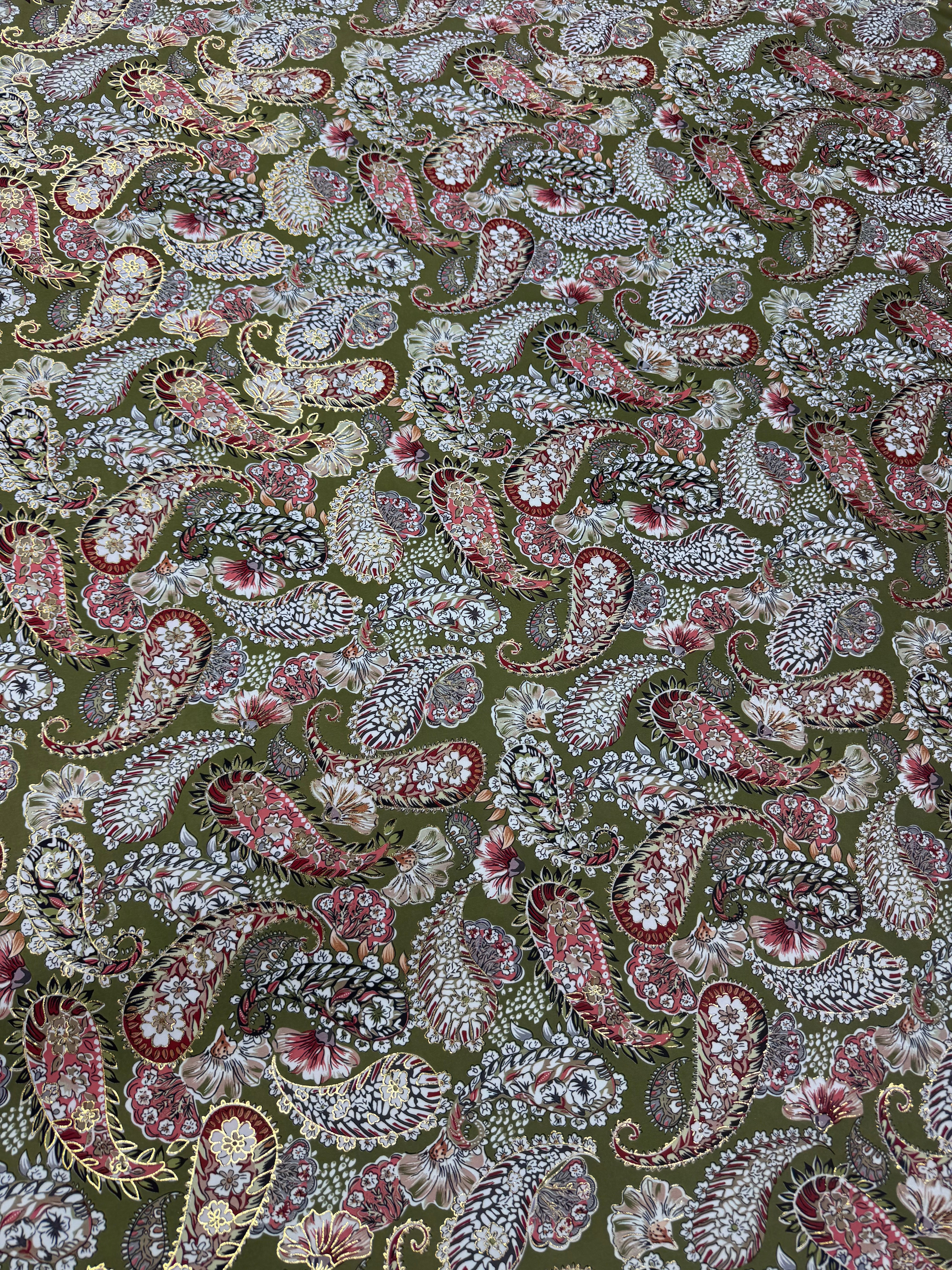 Lycra Elastica Imprimata Paisley /M3– Material Textil 140 cm Latime, Vanzare la Metru