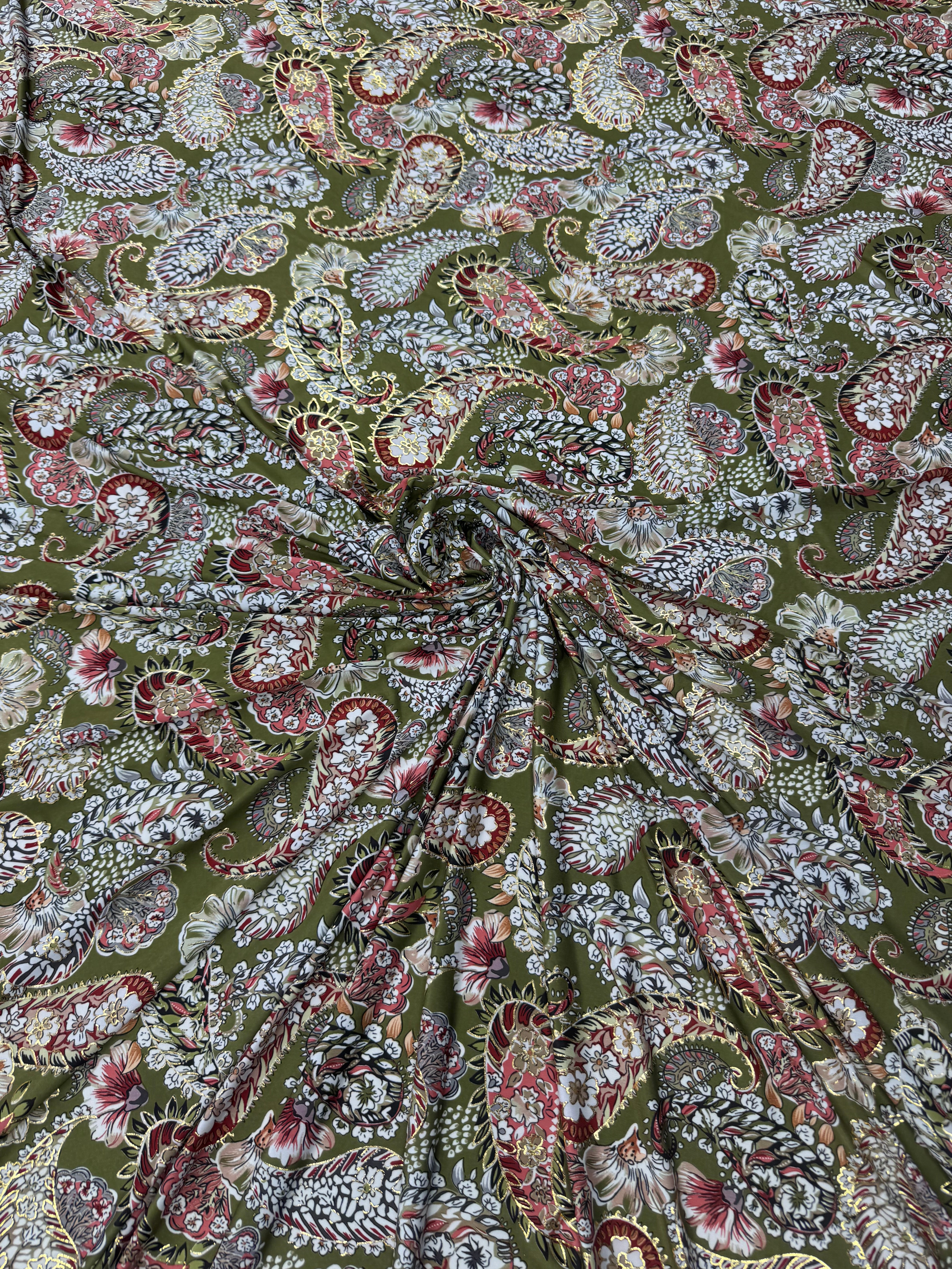 Lycra Elastica Imprimata Paisley /M3– Material Textil 140 cm Latime, Vanzare la Metru