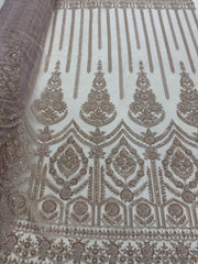 Broderie cu paiete pe tul 140 cm latime - material premium pentru rochii de seara si ocazie
