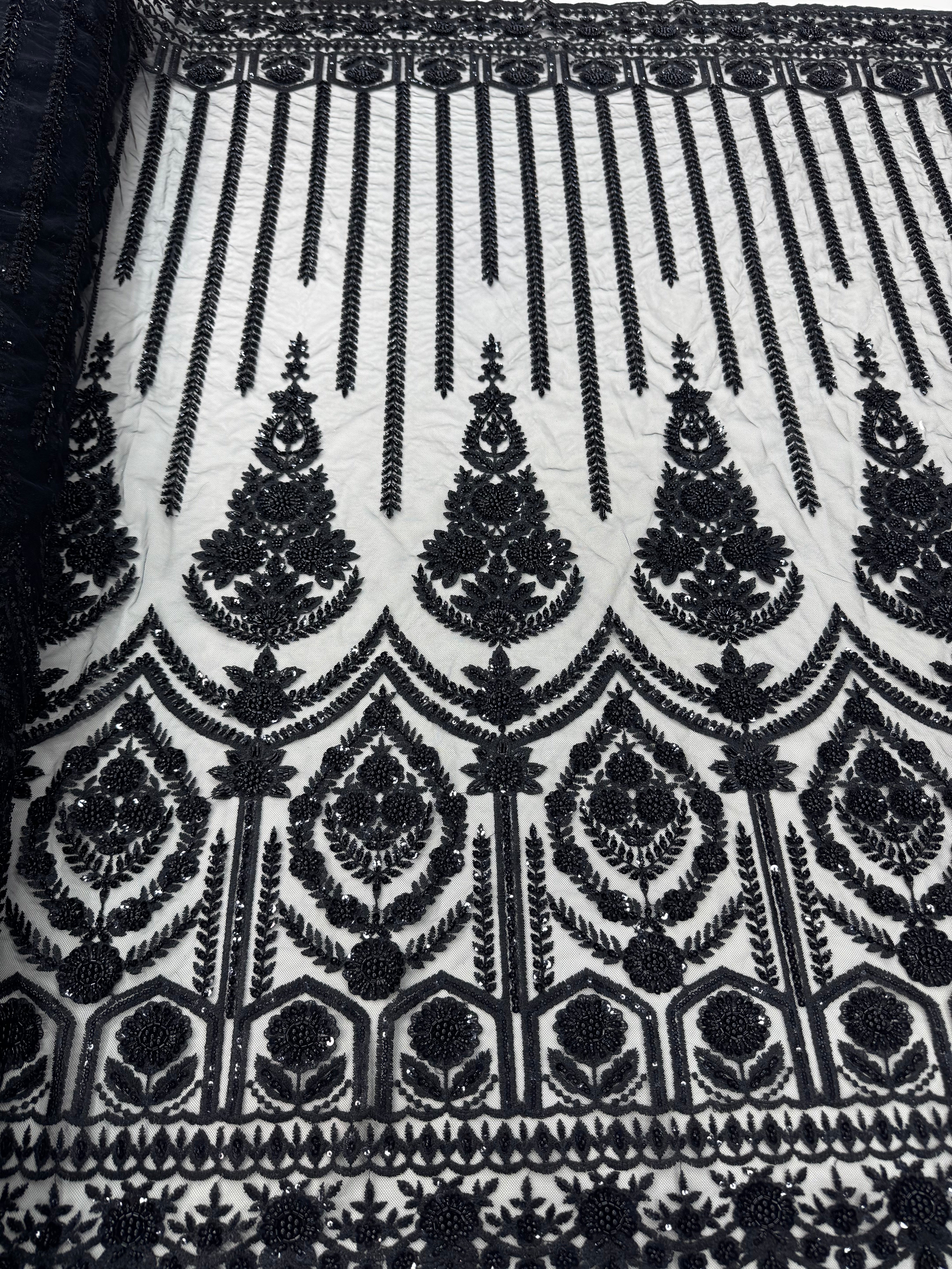 Broderie cu paiete pe tul 140 cm latime - material premium pentru rochii de seara si ocazie