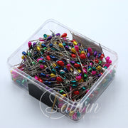 Bolduri colorate 5,5 cm cu cap perla– cutie 200 g