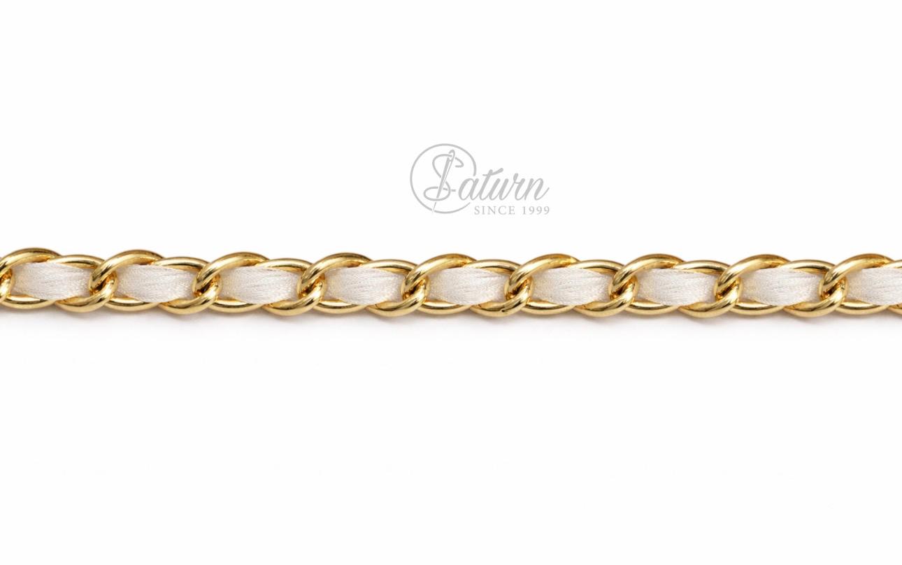Lant auriu cu organza 10x7 mm – accesoriu decorativ pentru haine si genti alb mercerie saturn