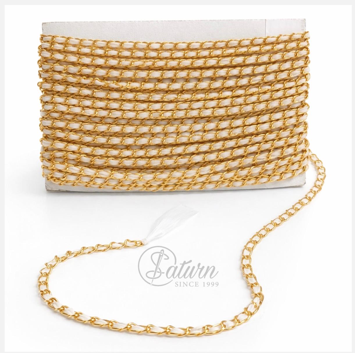 Lant auriu cu organza 10x7 mm – accesoriu decorativ pentru haine si genti