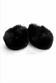 Mansete din blana artificiala /ecologica neagra cu volum premium/set 2 buc 