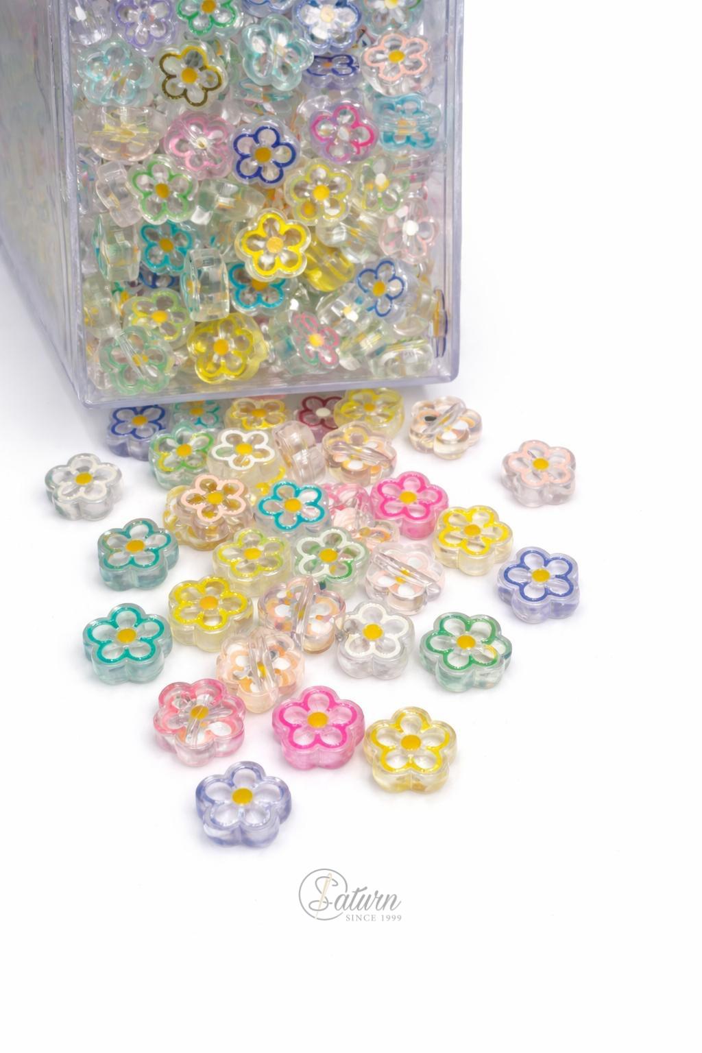Margele floricele colorate 2 cm set 260 buc pentru bratari si coliere accesorii handmade