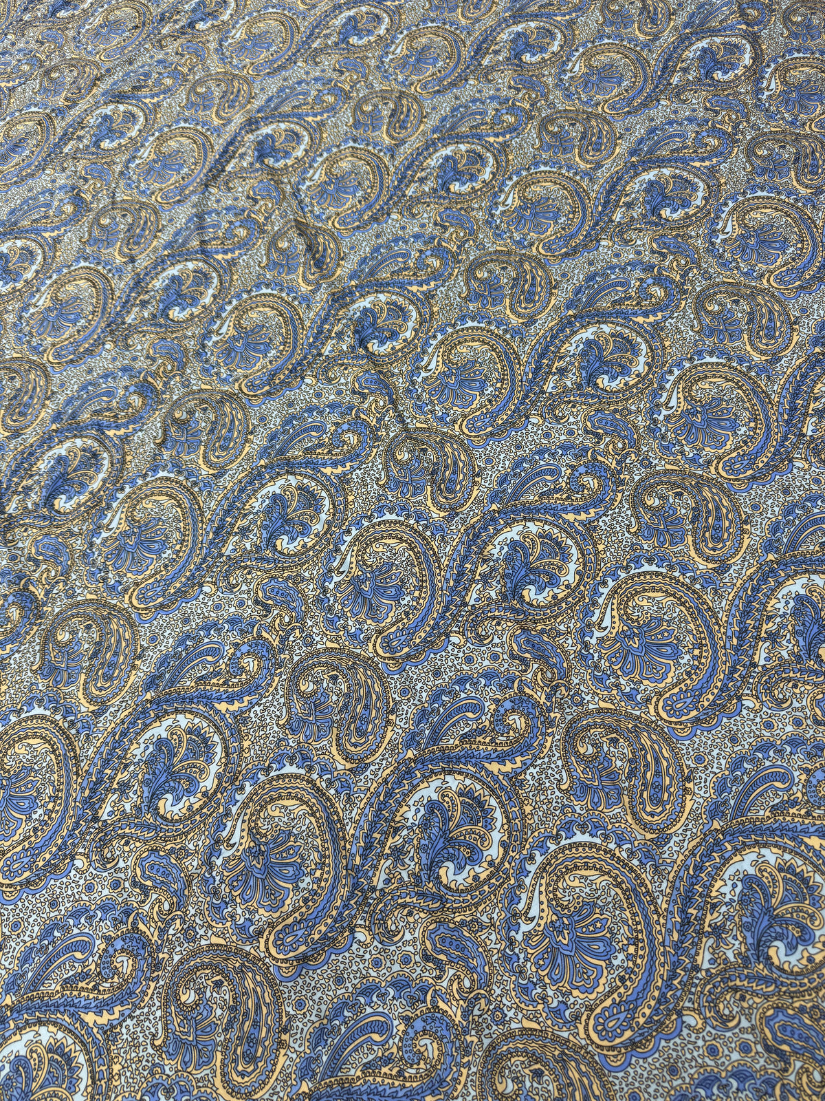 Material Vascoza Premium cu Imprimeu Paisley Albastru