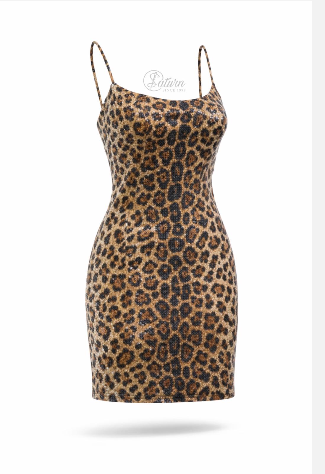 Material lycra elastic calitate superioara cu paiete leopard – ideal pentru rochii spectaculoase MERCERIE SATURN