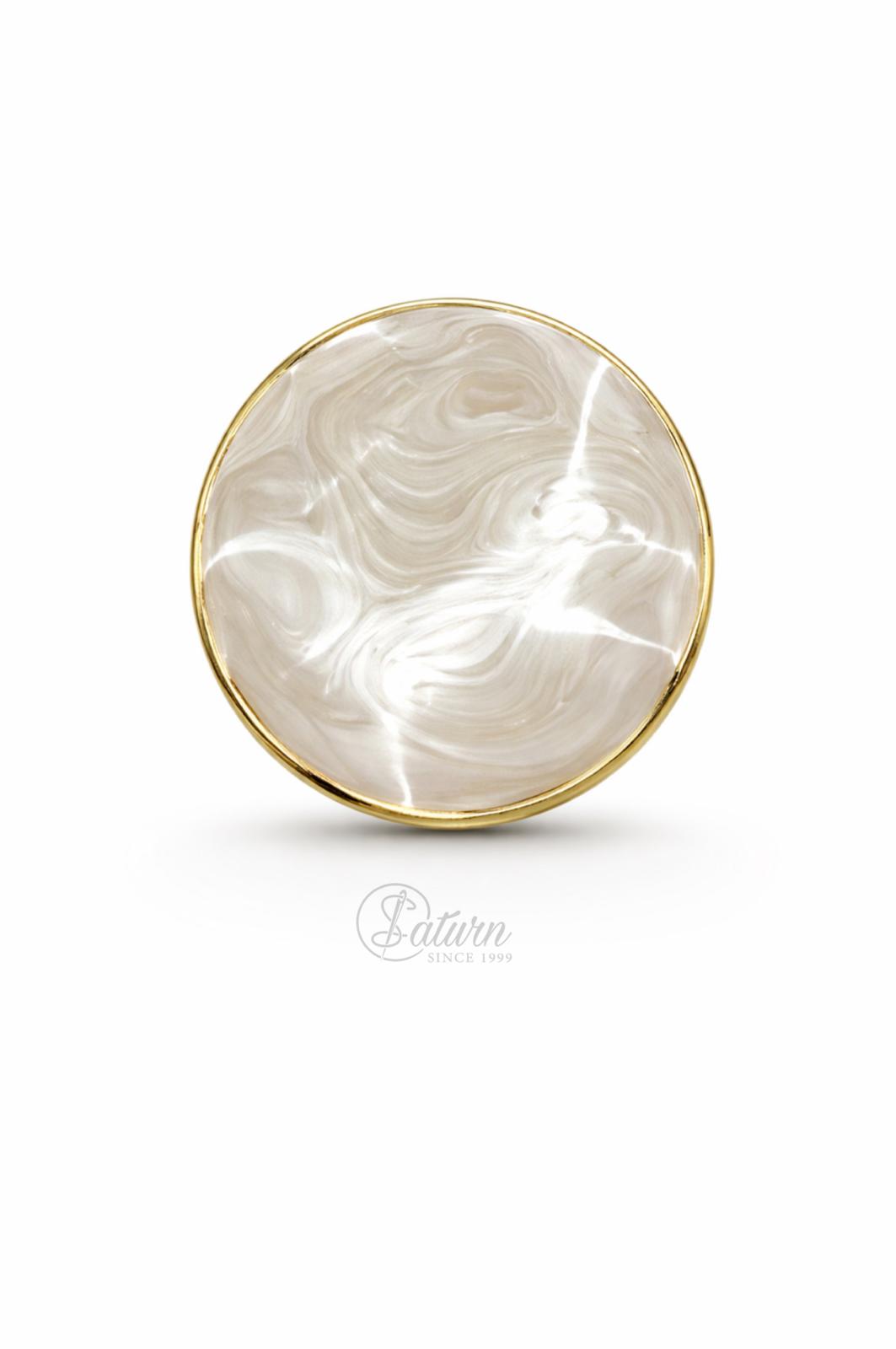 Nasturi decorativi N#11 alb sidefat cu rama aurie, finisaj premium – set 10 bucati, 48L (30 mm) merceria saturn nasturi cu perle
