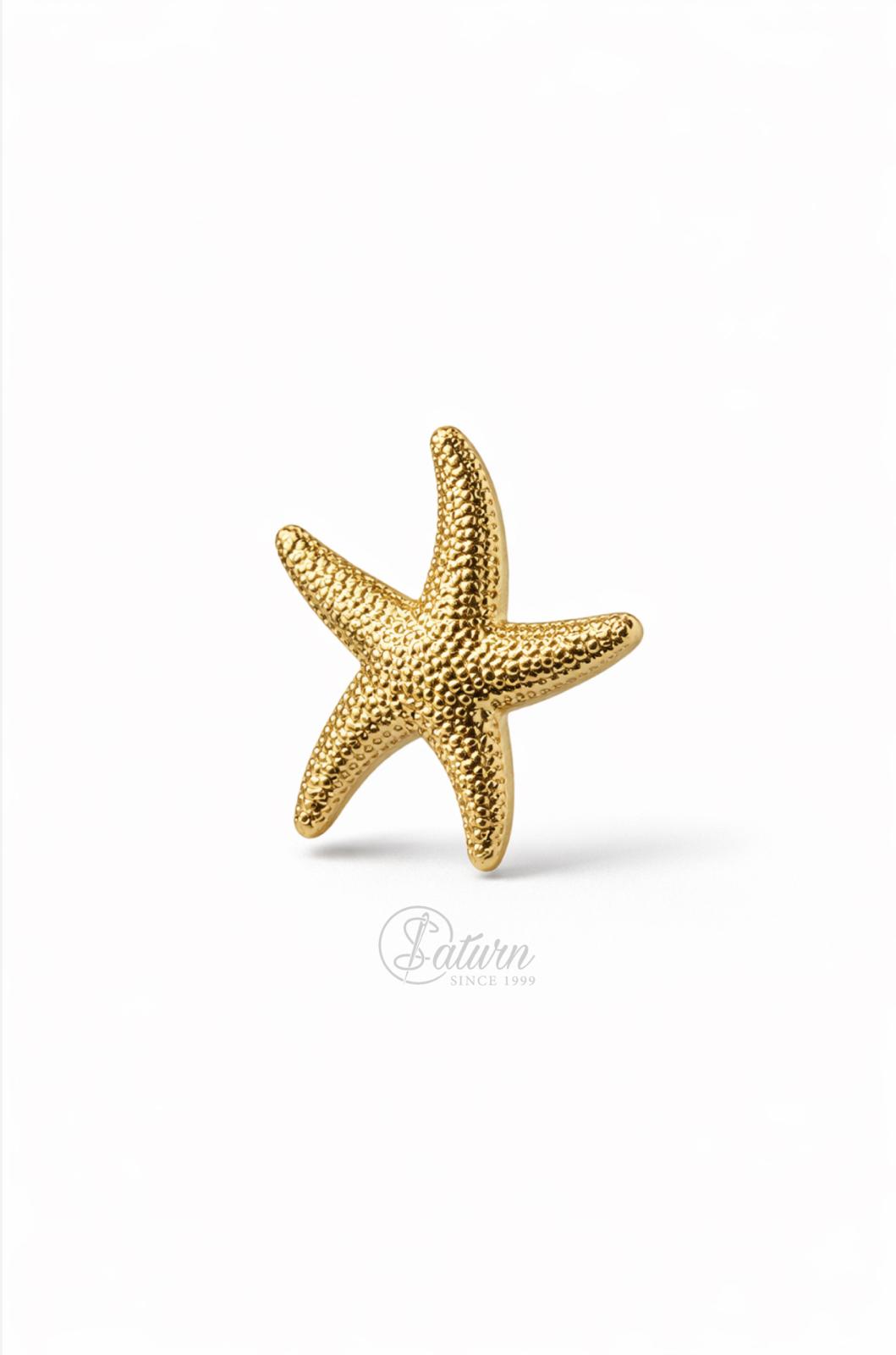 Nasturi metalici,decorativi N#10 aurii  stea de mare, finisaj auriu – 15 mm, set 10 bucati mercerie saturn nasturi metalici