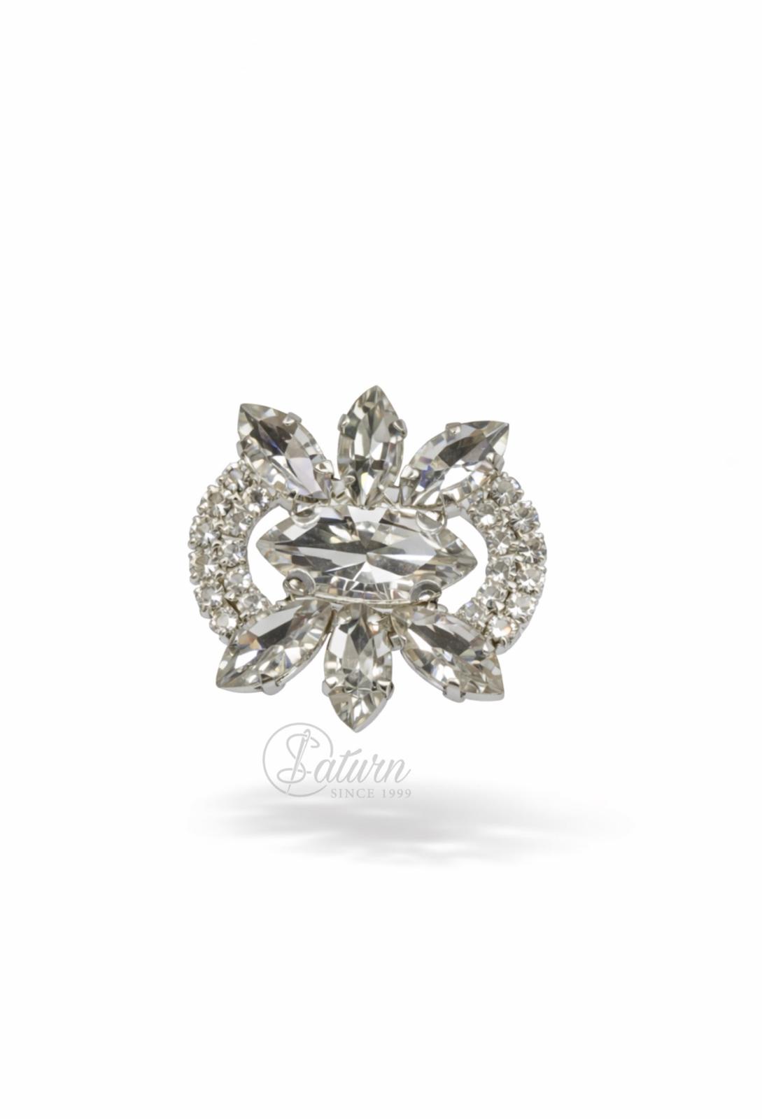 Nasturi metalici decorativi  N#18 cu cristale argintii 40L (2,5cm)set 10 buc mercerie saturn