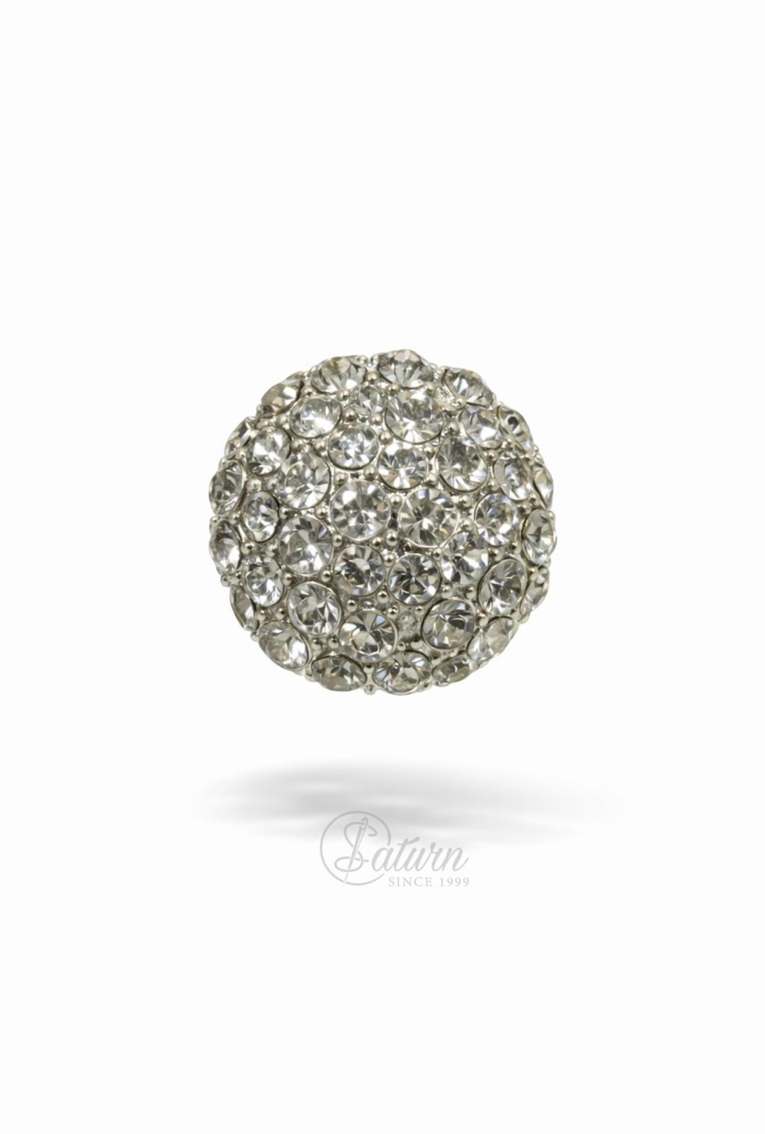 Nasturi metalici decorativi  N#24 cu cristale argintii 34L (2cm)set 10 buc mercerie saturn nasturi cu pietre