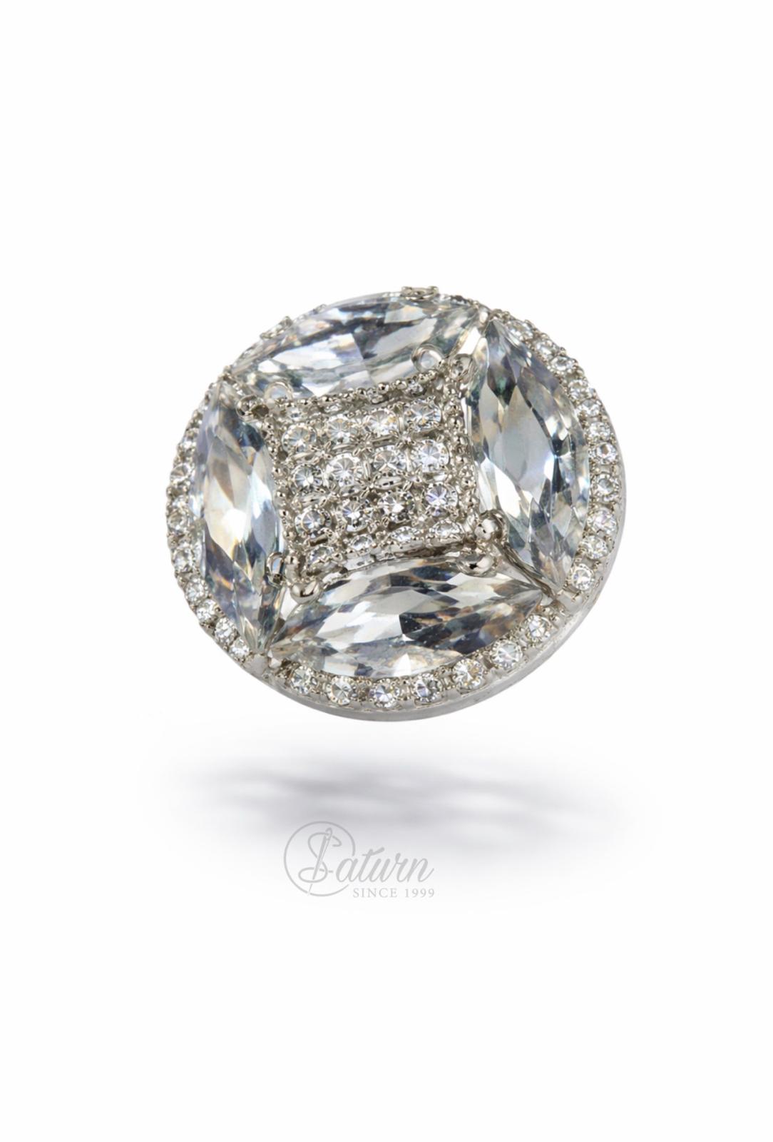 Nasturi metalici decorativi  N#30 cu cristale argintii 36L (2.2cm)set 10 buc mercerie saturn