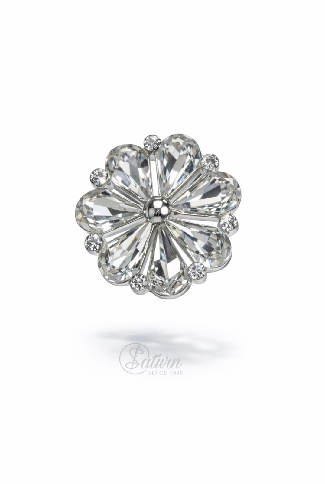 Nasturi metalici decorativi  N#31 cu cristale argintii 28L (1.5cm)set 10 buc mercerie saturn