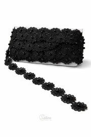 Banda decorativa cu floricele si perla 2,5 cm – 9,14 metri rola 