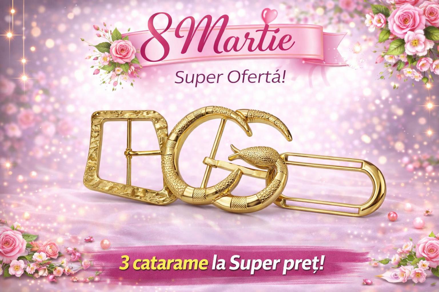 Oferta 8 Martie – Set 3 catarame metalice aurii elegante pentru curele si accesorii  mercerie saturn 