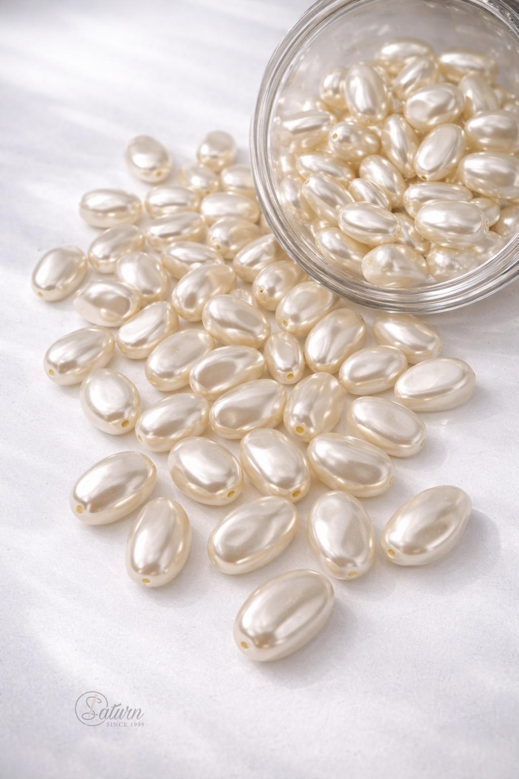 Perle /Margele de cusut Ivoar 500g pentru accesorii si decoratiuni , forma ovala handmade M2