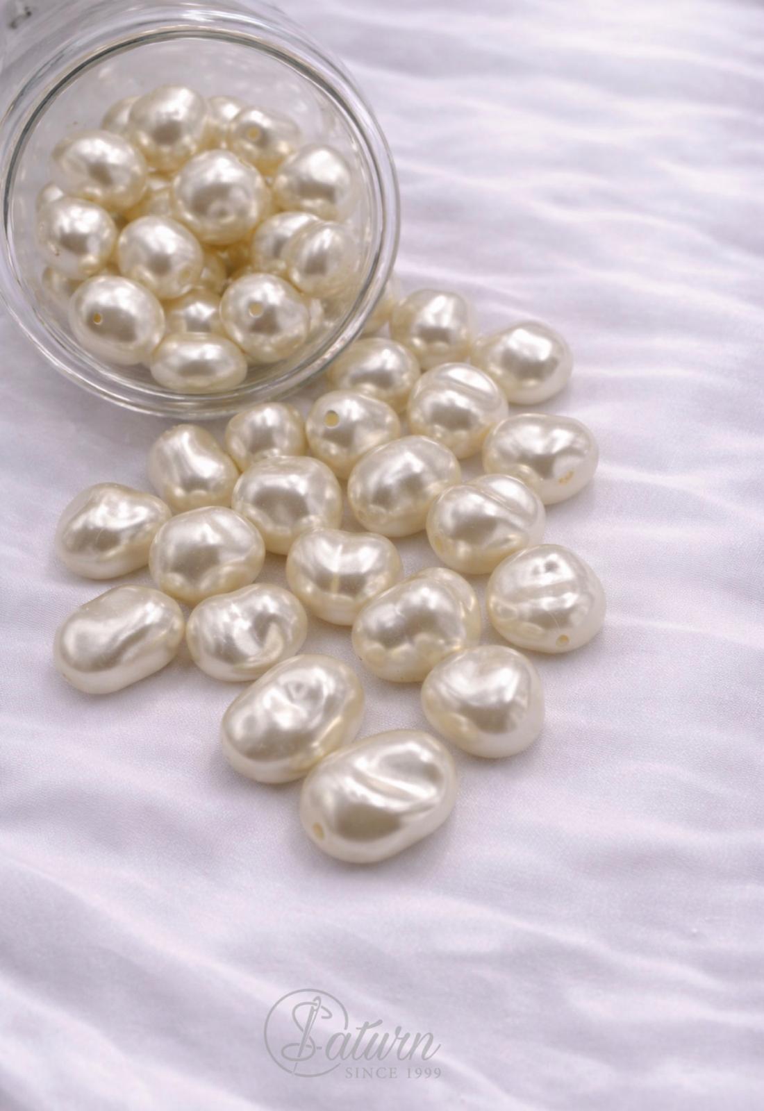 Perle / margele ivoar de cusut rotunde neregulate tip baroc pentru bijuterii si decor handmade M23 mercerie saturn 