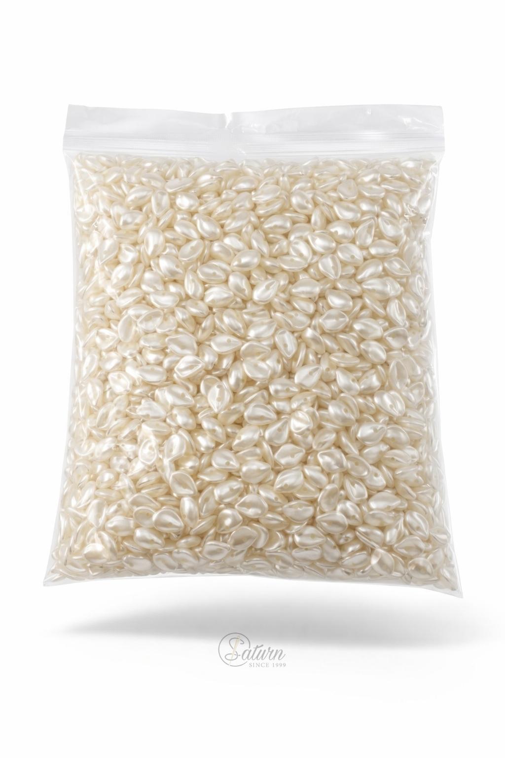 Perle / margele ivoar forma petala pentru accesorii handmade si decor 500gr– finisaj sidefat M4 mercerie saturn